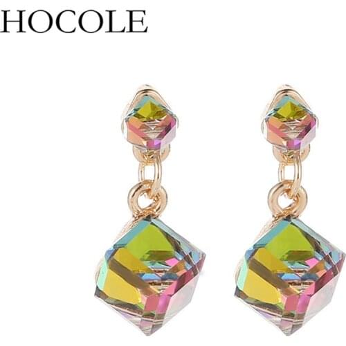 2018 Luxury Rhinestone Crystal Stone Square Drop Earrings For Women Statement Wedding Jewelry Pendientes Mujer