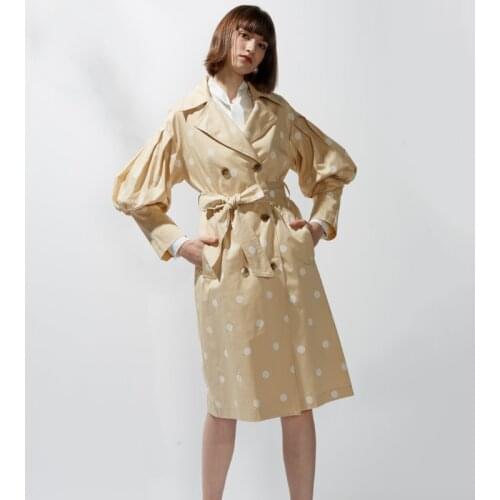 New Womens Spring and Autumn Fashion Mid-length Trench Coat Long Double-Breasted Belt British Style Over-the-Knee coat