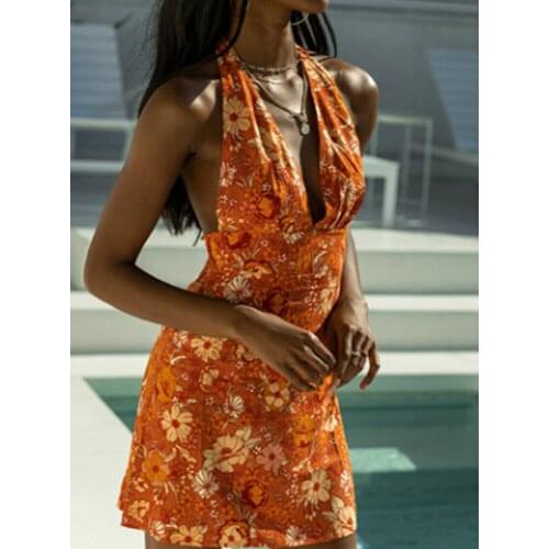 Ladies Floral Print Sleeveless Dress Summer V-neck Tight-Fitting Mid-Length Sexy Party Club Midi Bandage Pencil Skirt Sundress