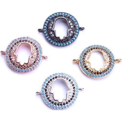 1pc 15*21mm NEW Micro Pave CZ zircon Hollow hamsa charms connectors for women diy bracelet necklace pendant jewelry accessories