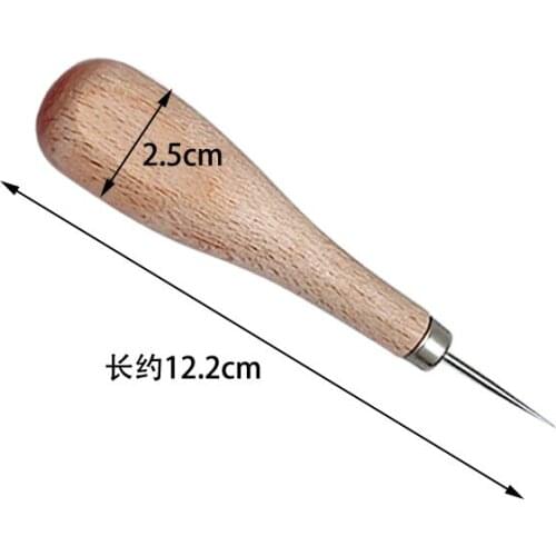 1pcs Leather Craft Wooden Diamond Rhombus Awl DIY Leather Stitching Sewing Awl Leathercraft Punch Tool