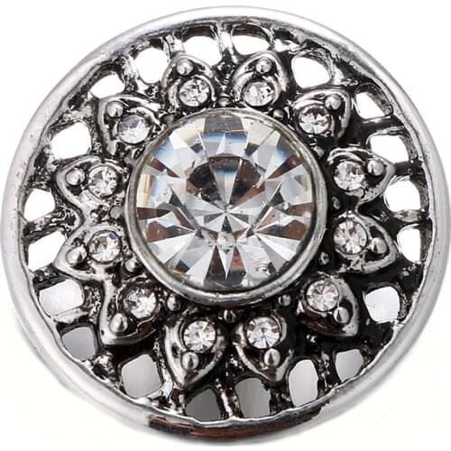 10pcs/lot New Snap Jewelry Ginger Rhinestone Flower 18mm Snap Buttons Fit Metal Snap Button Bracelet Bangle for Women