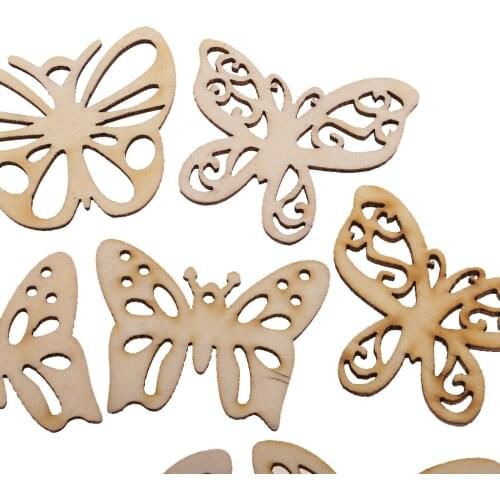 10Pc Hollow Wooden Butterfly Bunting Craft Decor Embellishments Scrapbooking