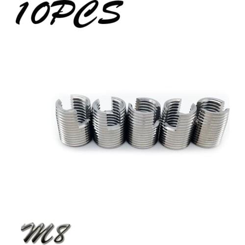 10PCS M8 stainless steel Threaded Inserts Metal Thread Repair Insert Self Tapping Slotted Screw Threaded