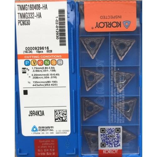 100% original TNMG160404-HA TNMG160408-HA PC9030 50pcs KORLOY Carbide insert Processing: stainless steel