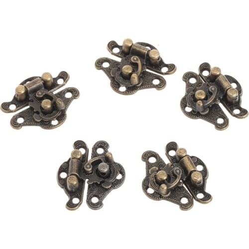 12sets Latches Hasps Antique Bronze Buckles Clasps Vintage Catches Lock Decorative Jewelry Wooden Box Case Hooks 28mmx23mm screw
