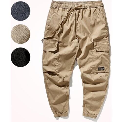 2021 Summer New Lightweight Sports Casual Pants Mens Fashion Thin Loose Elastic Waist Quick Drying Multi Pocket Cargo Pants