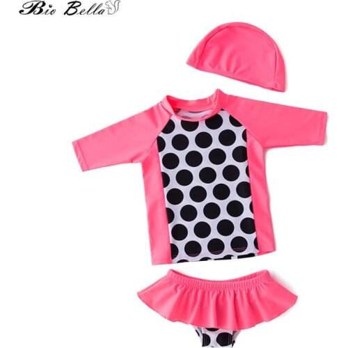 Children Baby Girls Swimwear Swimming Bathing Lovely Cute Sunscreen Swimsuit Infnat Toddler Kids Swimwear 3Pcs Beaching Set