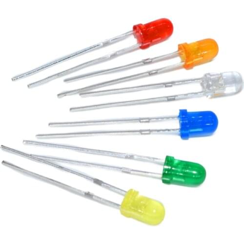 50pcs 5mm LED Diode F5 Assorted Kit 5Colors White Green Red Blue Yellow COMPONENT DIY Light Emitting Diode