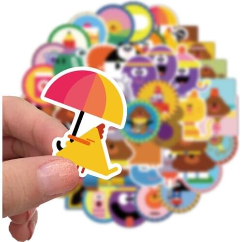 50pcs/set Hey Duggee Waterproof Stickers DIY Childrens Luggage Phone PVC Toy Graffiti Stickers Cartoon Stickers birthday gifts