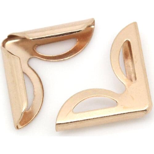 Metal Iron Alloy Book Scrapbooking Albums Menus Folders Corner Protectors Rose Gold Color 23mm x 16mm( 7/8"x 5/8"), 100 PCs