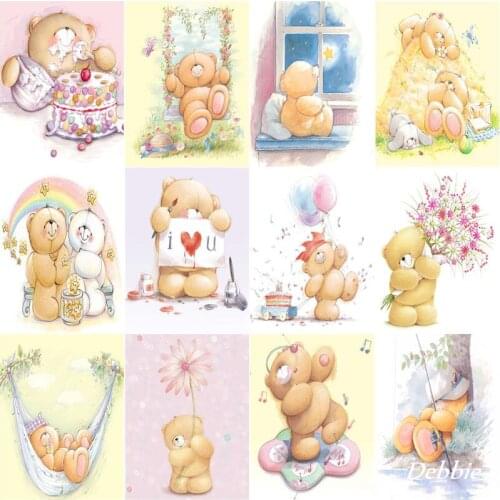 5D DIY Diamond Painting Cartoon Animals Forever Friends Bear Rhinestones Embroidery Cross Stitch Wall Sticker Home Decor Gifts
