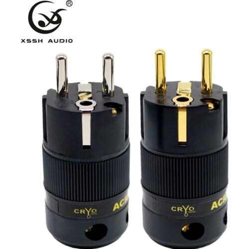 XSSH Audio FP-02EU hi-end DIY HIFI Pure copper plating Gold Electrical Connector Male EU european standard power plug