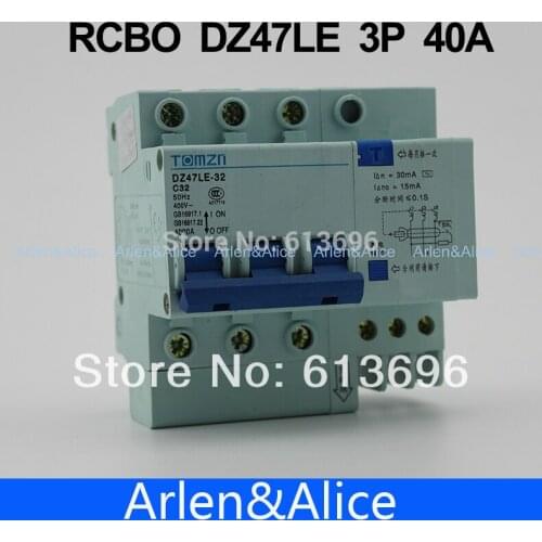 DZ47LE 3P 40A 400V~ 50HZ/60HZ Residual current Circuit breaker with over current and Leakage protection RCBO