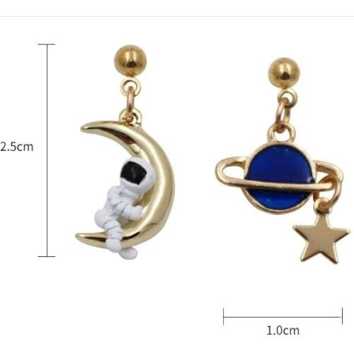 Free shipping 10 pair / lot fashion jewelry accessories new design metal star moon planet astronauts spaceman earrings women
