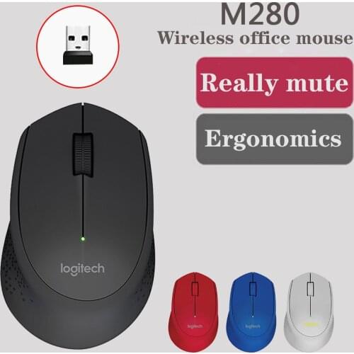 Logitech M280 wireless mouse, 2,4 GHz with Nano USB receiver, 1000 DPI optical tracking, 3 buttons, 18 M Battery