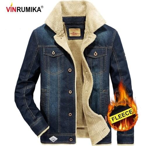 Large Size M-6XL 2020 Winter Men Fleece Warm Cowboy Jacket Coat Man Spring Autumn Fashion Casual Style Denim Blue Jackets Coats
