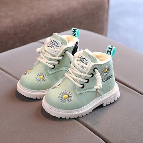 Boots for girls kids cotton boots fashion childrens cotton shoes warm short boots side zipper snow boots baby boots