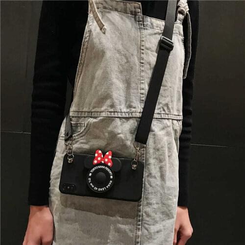 3D Cartoon Camera Bracket phone Case For Huawei P40 lite E P30 P20 Pro Mate 20 30 10 Nova 7 Pro 5G 6 SE Crossbody Strap Lanyard