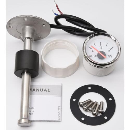 E-F Pointer Water Level Gauge 52MM Gauge 240-33ohm Water Tank Level Indicator Meter with Fuel Level Sensor 100MM-550MM Red Light