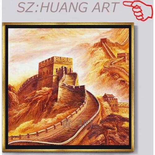 Custom mural pure hand-painted autumn scenery of the Great Wall oil painting background murals living room sofa background