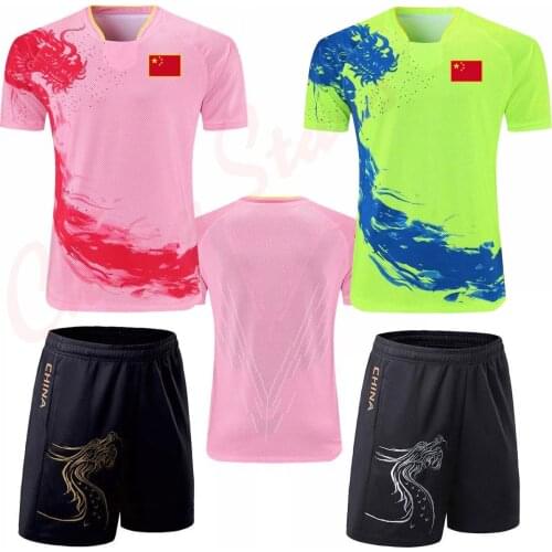 2021 Dragon Table Tennis Jersey Sets, CHINA Men Women Ping Pong T-Shirt , Girls Table Tennis Shirt Suits Kids Ping Pong Clothes