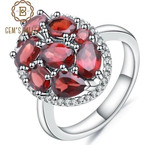 Gems Ballet Natural Oval Red Garnet Gemstone Rings For Women 925 Sterling Silver Cocktail Ring Fine Jewelry