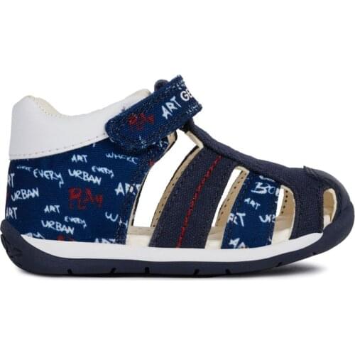 Geox, childrens semi-open sandal for the first steps. flexible insole of skin, toe cover, non-slip sole