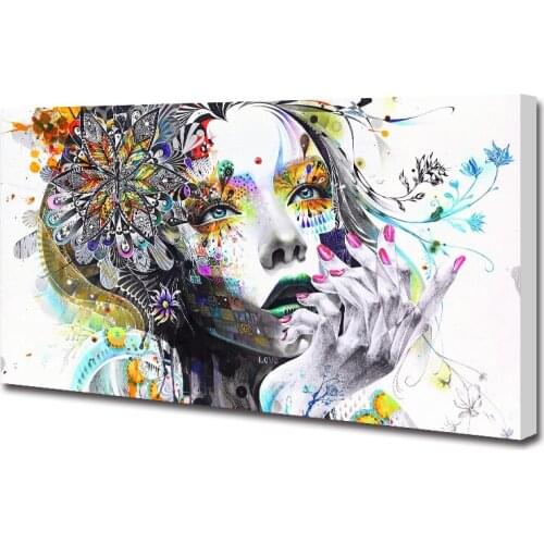 HDARTISAN Canvas Art Wall Picture Figure Painting Woman With FLowers For Living Room Home Decor No Frame