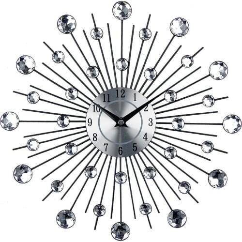 Timelike Crystal Wall Clock - Celebration Decorative Metal Wall Clock (13 Inch, Linear Radiation)