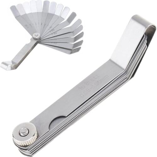100A16 0.05 - 1mm Thickness Curved Stainless Steel Metric Filler Feeler Gauge with 16pcs Blades for Woodworking Measurement