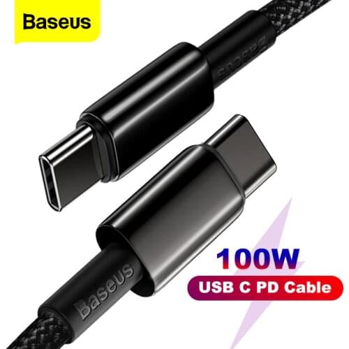 Baseus PD USB C To Type C Cable 100W QC4.0 3.0 USB-C Fast Charging Cable for Macbook Samsung S9 Xiaomi Poco X3 Huawei Data Wire