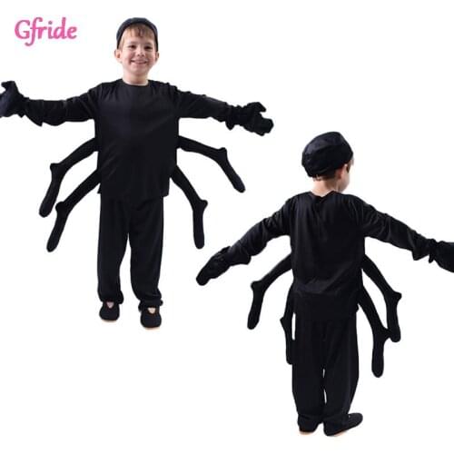 Halloween Costume Childrens Kids Spider Cosplay Costume Black Superhero Clothing Boys Spider Purim Carnival Party Costume