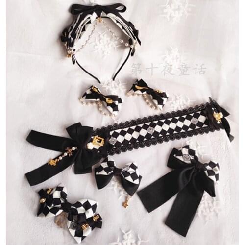 Lolita Hei Bai Ge Lolita Op Skirt JK Hair Hairclip Hair Band Gothic Hairclip Headdress