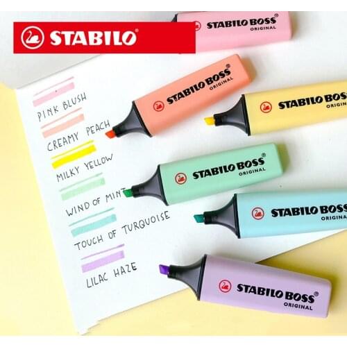 1PC Stabilo Textmarker Boss Original 70 Highlighter Children Stroke Key Mark with Large Capacity Color Small Fresh Marker Pen