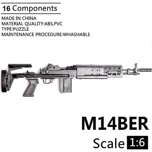 1:6 M14BER Combat Rifle Gun Model Plastic Assemble Action Figures Weapon Accessory 1/6 Soldier Military Building Kit Toy