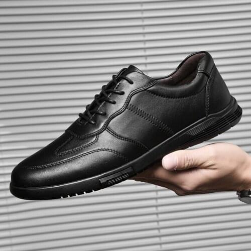 Business Men Oxfords Shoes Black Brown Male Office Wedding Mens Genuine Leather Shoes Men Wedding Shoes