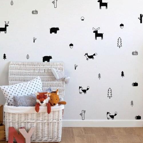 YOYOYU Wall Decal Forest Animal Wall Sticker Nordic Style Art Decoration Woodland Nursery Vinyl Repetable Decor YO044
