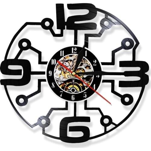 Large Numbers Modern Design Vinyl Record Wall Clock Vintage Living Room Interior Decor Big Numerals Decorative Music Album Clock