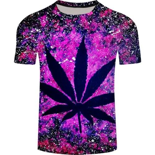 2021 Summer New Men t-shirt Weeds 3D Printed Cool Purple Psychedelic Galaxy Space Women Tshirt Child Hip Hop Casual T shirt