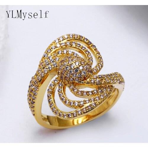 New design ring high quality crystal stones Gold/white color aneis anillos Jewelry rings for women