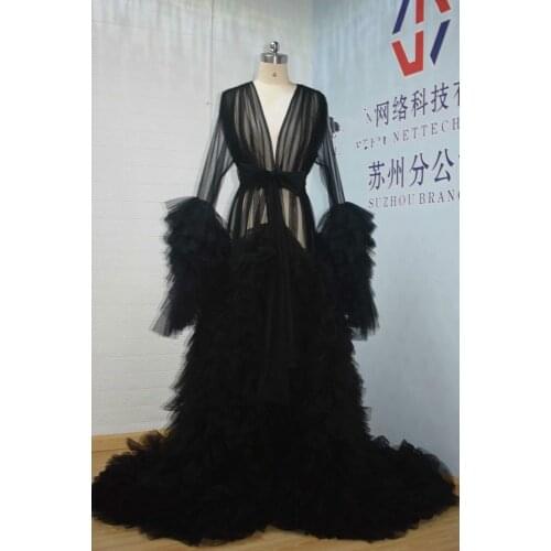 New Real Picture Black Maternity Women Photo Shooting Dress Custom Made Party Prom Gowns Sleepwear Nightdress