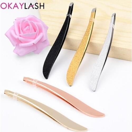 OKAYLASH Newest 1pcs/bag Eyebrow Tweezer Hair Removal Slanted Puller Stainless Steel Eye Brow Trimmer Makeup Beauty Tools