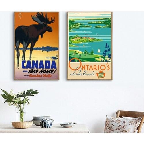 Ontario Canada Landscape Vintage Prints Travel Poster Retro Wall Art Pictures Canvas Painting Bedroom Home Decor Traveler Gift
