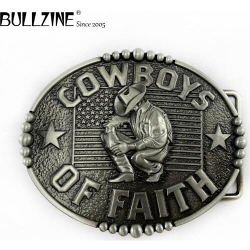 The Bullzine wholesale cowboy belt buckle with pewter finish FP-03556 suitable for 4cm width belt
