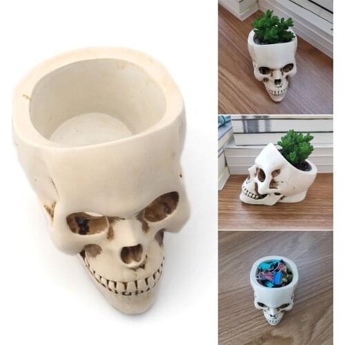 Open Skull Statue Resin Strong Stability Multifunctional Desktop Storage Skull Flower Pot Home Bar Table Decoration A1