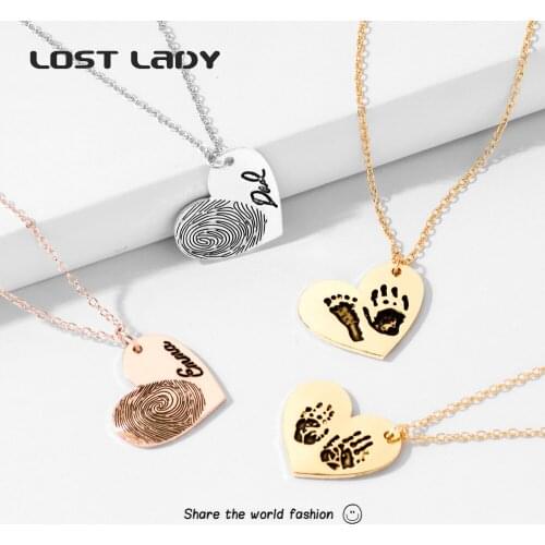 Lost Lady New Fashion Letter Heart Pendant Necklace For Women Gold Color Alloy Dad Mama Necklace Wholesale Jewelry Party Gifts