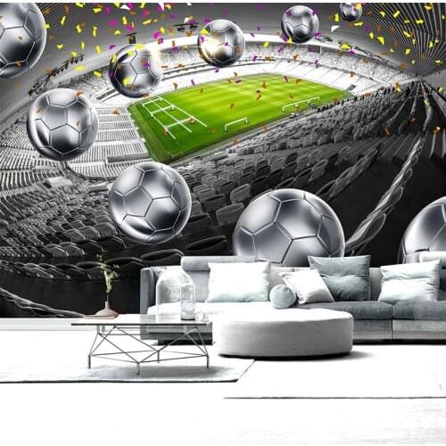 Custom 3D Wall Murals HD Football Field Silver Football Art Wallpaper Living Room Restaurant Background Wall Decor Wall Painting