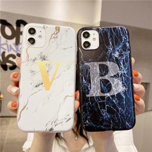 Smooth Letters Marble Vintage Phone Case For iPhone 11 12 Pro Max X XS XR SE 2020 7 8 Plus Shockproof Case Silicone Soft Cover