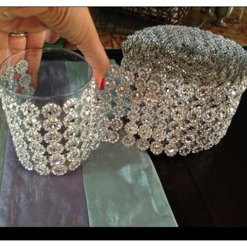 4" X 1 Yard (3 Feet) Sunflower Mesh Rhinestone Ribbon Wrap Sparkle Bling for Wedding, Party, and Events Decoration Flowers